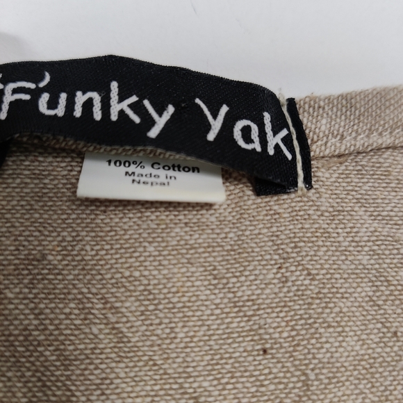 Funny Yak Women's Flax Beige 100% Cotton Dress Size Large Hippie Boho Lagenlook - Picture 4 of 8